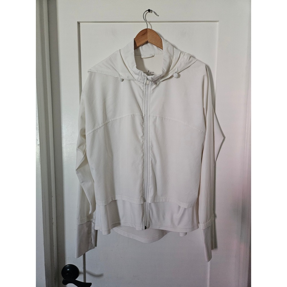 Antonio Melani Women's White Full Zip Active Jacket Hoodie Size Large Thumbholes